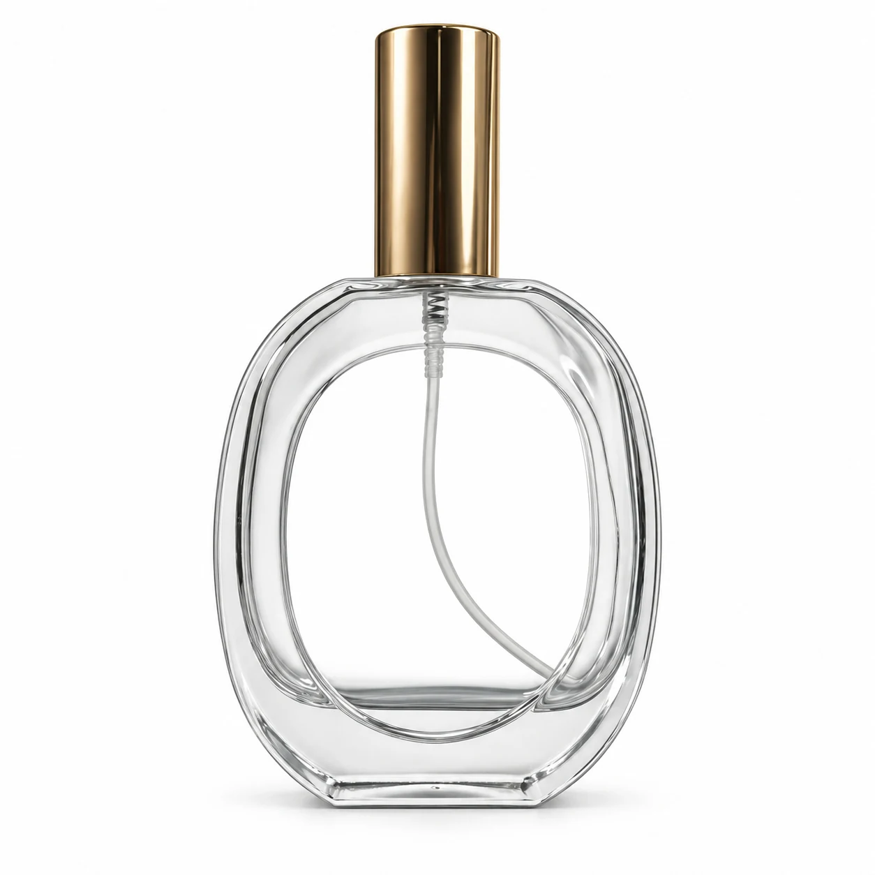 زجاجة عطر بيضاوية مسطحة بإغلاق طويل — B479