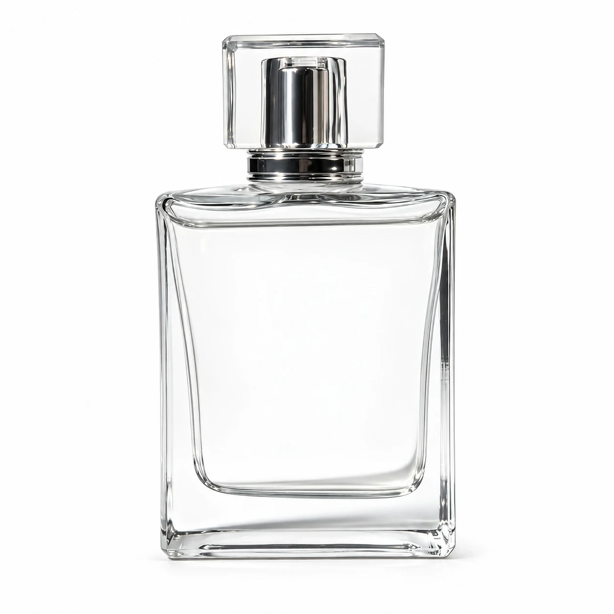 زجاجة عطر مستطيلة بغطاء مكعب شفاف — B527