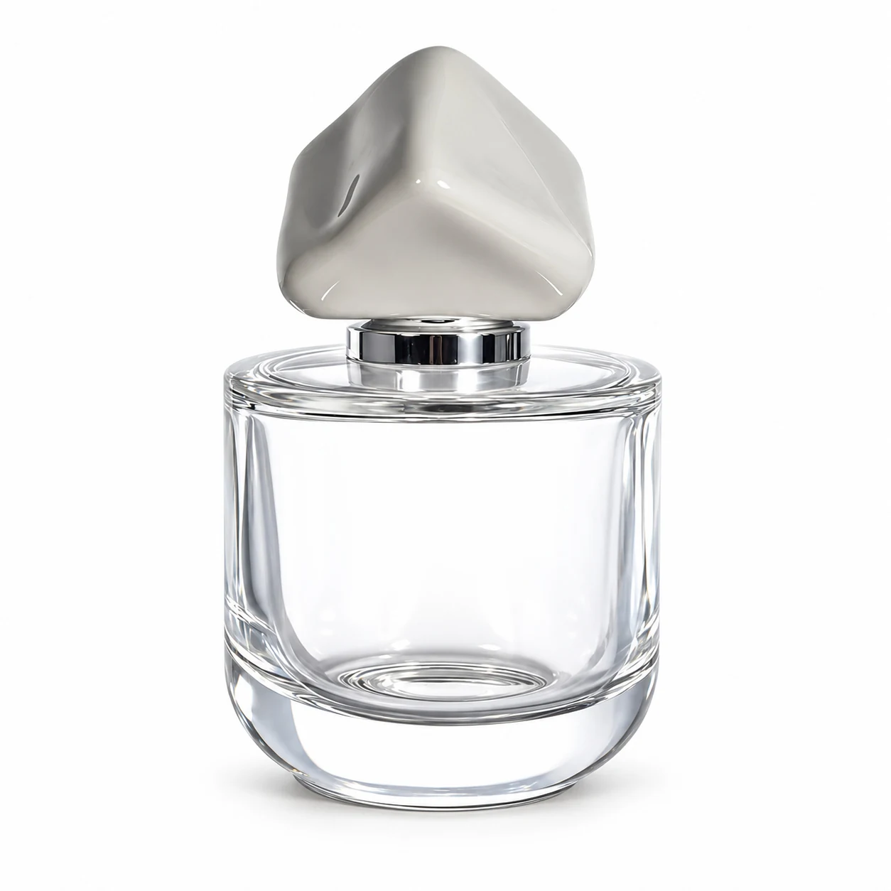 زجاجة عطر مربعة منخفضة بقاعدة وعائية — B557