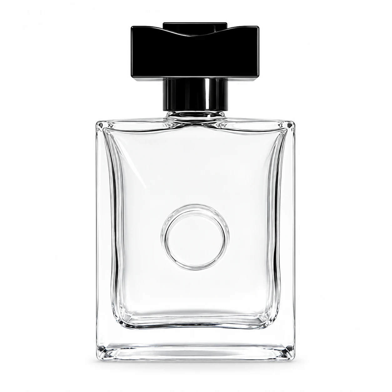 زجاجة عطر مربعة بدائرة وعقدة علوية — B619