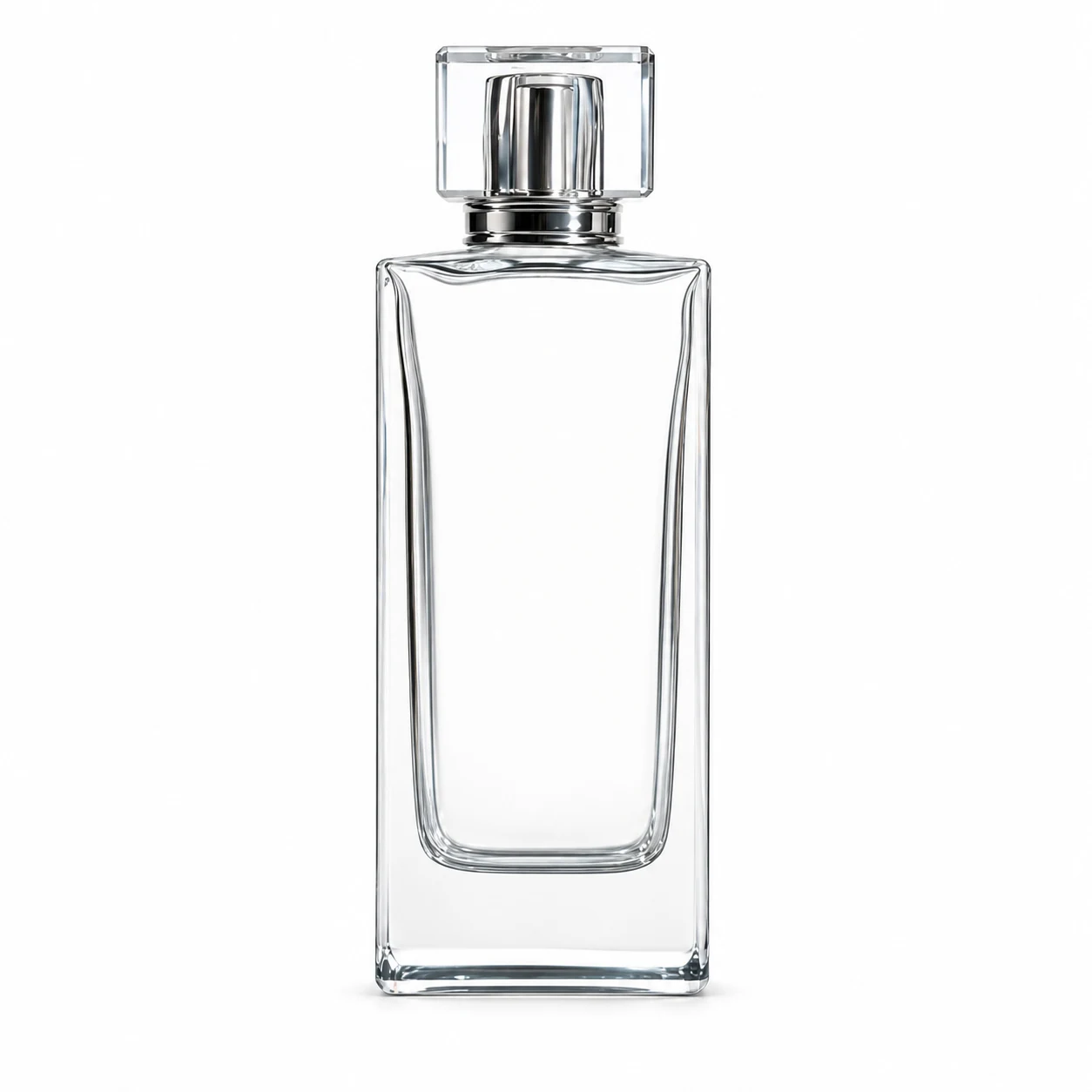 زجاجة عطر مستطيلة بغطاء شفاف مفصص — B646