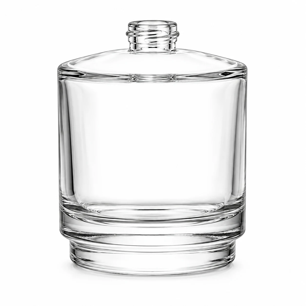 زجاجة عطر أسطوانية عريضة بقدم مدرّجة — B812