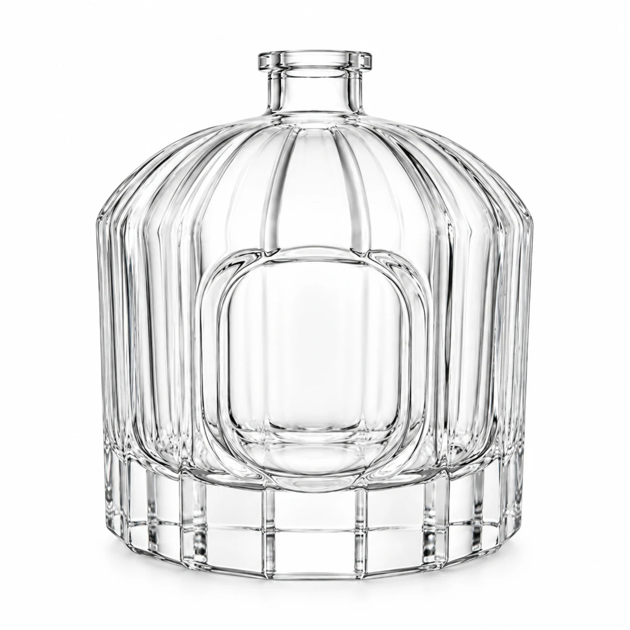 زجاجة عطر منخفضة محززة بنافذة أمامية — B816