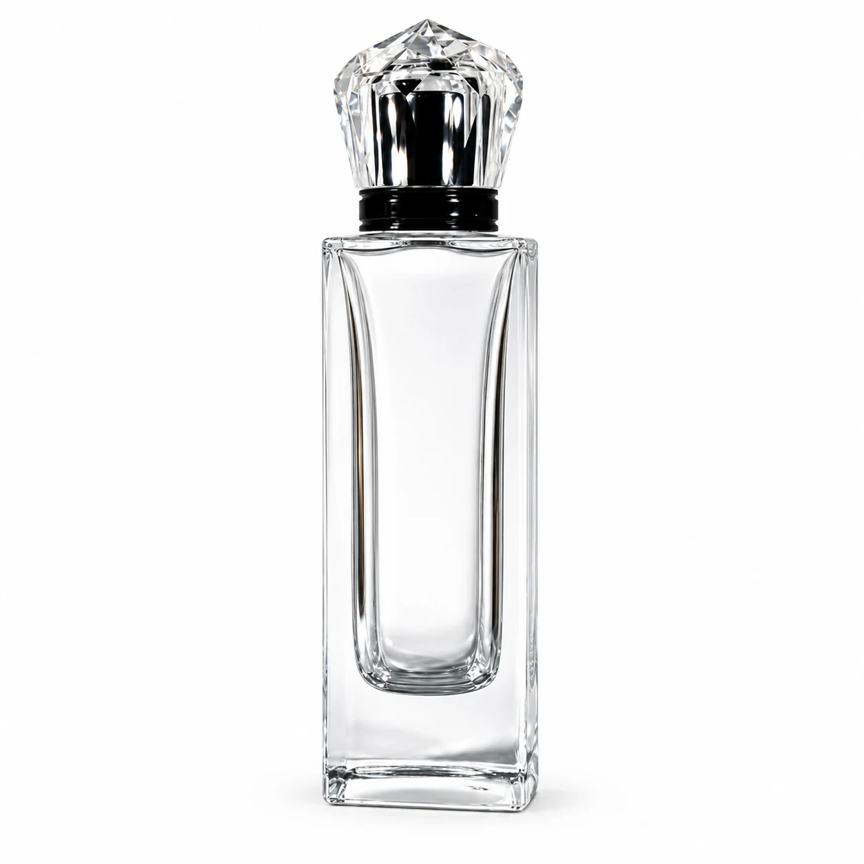 زجاجة عطر مربعة طويلة بغطاء متعدد الأوجه — B864